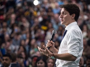 Prime Minister Justin Trudeau speaks at a town hall at the University of Regina.