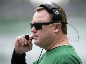 Saskatchewan Roughriders head coach Chris Jones in the Labour Day Classic at Mosaic Stadium in Regina.