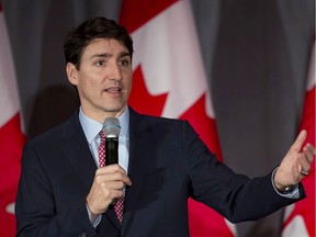 Prime Minister Justin Trudeau speaks to supporters at a fundraising event in St. Catharines, Ont., Wednesday, January 16, 2019.