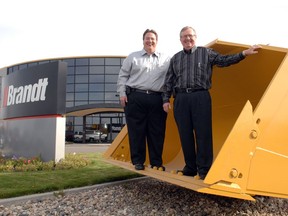 Shaun Semple, left, and Gavin Semple pose near Brandt headquarters in Regina.