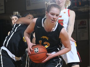 Christina McCusker of the University of Regina Cougars women's basketball team had 10 points and seven rebounds in Friday's series-clinching win over the host University of Calgary Dinos.