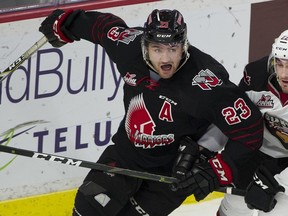 Tristin Langan, 23, has 44 goals for the Moose Jaw Warriors this season.