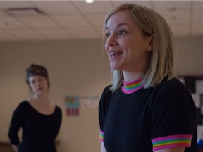 Director Judy Wensel (left) watches as Lucy Hill rehearses a scene from Gracie at the Globe Theatre.