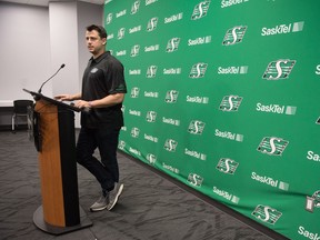 Quarterback Zach Collaros was back behind the podium in the Saskatchewan Roughriders' media room on Wednesday.