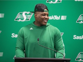 Defensive tackle Micah Johnson was all smiles when talking about the Saskatchewan Roughriders' facilities at Mosaic Stadium.