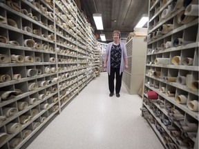 In this photo from Feb. 27, 2019 provincial archivist Linda McIntyre stands inside the current space of the Provincial Archives Building in Regina. The facility will be reopening its reading room in its new location in the CBC building in Regina.