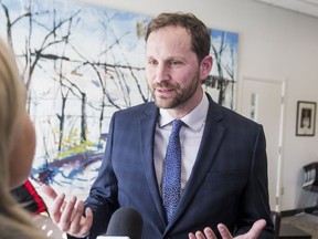 Saskatchewan NDP leader Ryan Meili holds a press conference to highlight the NDP's priorities for the spring session in Saskatoon, SK. on Monday, March 1, 2019.