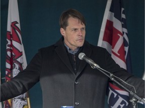 Saskatoon Mayor Charlie Clark speaks during a ceremony for the opening of the Chief Mistawasis Bridge in Saskatoon, SK on Tuesday, October 2, 2018.