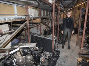 Ruth Smillie, artistic director of Globe Theatre, stands inside the room currently used to store lighting at the Globe Theatre in Regina.  They are asking the city for $6.6 million to go towards a major and long-overdue renovation of the theatre.