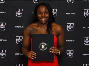 Kyanna Giles of the University of Regina Cougars is shown Wednesday in Toronto after being named a U Sports first-team all-Canadian in women's basketball.