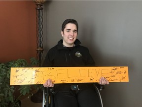 Morgan Gobeil with the "Believe" sign Humboldt Broncos Assistant Coach Chris Beaudry brought to the hospital in Saskatoon just days after the accident. The sign stayed at the hospital un l the last boy -- Morgan-- came home, just as Beaudry intended.