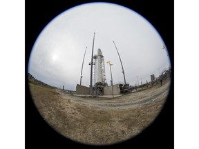 The head of a company proposing to open Canada's only commercial spaceport near the small community of Canso, N.S., says the impact of any launch failure would be relatively small. In this image taken with a circular fisheye lens, the Northrop Grumman Antares rocket, with Cygnus resupply spacecraft onboard, is seen on Pad-0A, Wednesday, Nov. 14, 2018 at NASA's Wallops Flight Facility in Wallops Island, Va.