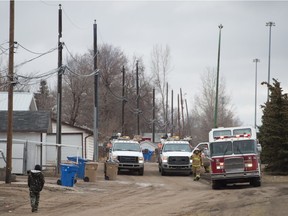 Firefighters and electrical crews were on scene at a power pole fire on Froom Crescent on Wednesday morning.
