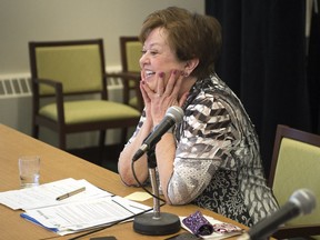 Finance Minister Donna Harpauer during a morning news conference providing budget details to the media at the Legislative Building on March 20, 2019.