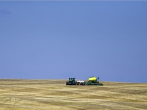 Seeding a section of land east of Saskatoon on May 30, 2016.