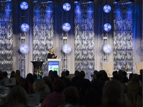 Elizabeth Smart speaks at the University of Regina's 10th annual Inspiring Leadership forum at Evraz Place in Regina on March 6, 2019.