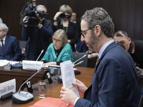 Gerald Butts, former principal secretary to Prime Minister Justin Trudeau, prepares to appear before the Standing Committee on Justice and Human Rights regarding the SNC Lavalin Affair, on Parliament Hill in Ottawa on Wednesday, March 6, 2019.