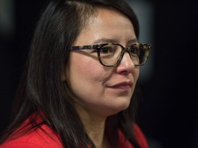 Canadian journalist Connie Walker speaks to students the University of Regina School of Journalism. Walker is to give the 38th annual Minifie Lecture, put on by the school. Her presentation is focused on the importance of Indigenous representation in newsrooms.