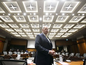 CFL Commissioner Randy Ambrosie appears as a witness at a subcommittee on Parliament Hill in Ottawa on April 3, 2019. CFL players have given their bargaining unit a strong message heading into the next round of collective bargaining with the league. Over 97 per cent of players gave the union their support in a strike vote Wednesday, the CFL Players' Association announced Thursday.