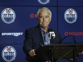 CEO and Vice-Chair, Oilers Entertainment Group, Bob Nicholson announces the firing of Edmonton Oilers General Manager Peter Chiarelli in Edmonton on January 23, 2019. The fact the Edmonton Oilers have missed the playoffs in 12 of the last 13 seasons isn't CEO Bob Nicholson's fault, but it most certainly is his problem as he begins an overhaul of the Oilers' hockey operations department this off-season.