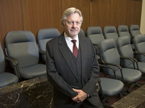 Court of Queen's Bench Chief Justice Martel Popescul near the jury box in courtroom 6 in Regina.