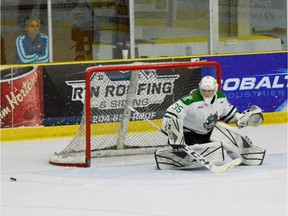 Regina-born goaltender Nathan Moore helped the Portage Terriers win the 2019 Manitoba Junior Hockey League title.