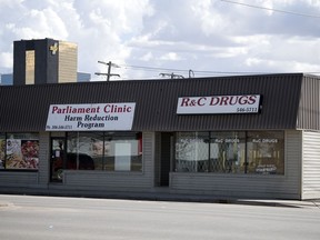 Parliament Clinic Harm Reduction Program and R&C Drugs on the 2600 block of Dewdney Avenue in Regina.