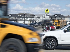 A school zone in the joint use Ecole St. Elizabeth School and Ecole Wascana Plains School in Regina.