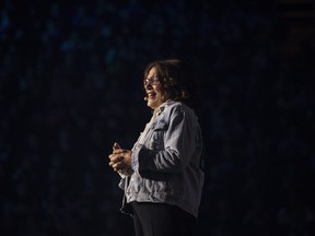 Margaret Trudeau takes part in WE Day at the Rogers Place, in Edmonton Friday Oct. 12, 2018.