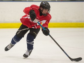 Layton Feist takes part in the Regina Pats spring camp held at the Co-operators Centre.