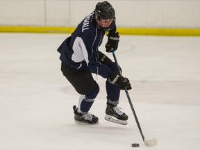 Jake Snashall takes part in the Regina Pats spring camp held at the Co-operators Centre.