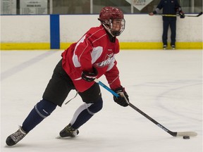 Jake Johnson takes part in the Regina Pats spring camp held at the Co-operators Centre.