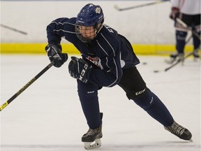 Sloan Stanick takes part in the Regina Pats spring camp held at the Co-operators Centre.