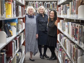 Anne Campbell, from left, Susan Birley, and Jeannie Mah are editors of the book Biblio Files: A History of the Regina Public Library.