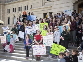 Regina students who are part of a national student movement called Fridays for Future rallied at the Legislative Building in Regina on May 3, 2019.