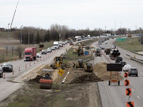 Traffic backed up on Ring Road due to construction in Regina.