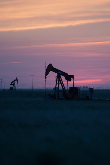 Pump jacks are seen near Estevan.