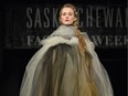 A model showcases a Laurie Brown designs during Saskatchewan Fashion Week in 2014.