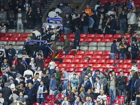 Supporters of the Vancouver Whitecaps staged a 'walkout protest' in the 35th minute of an MLS game at B.C. Place Stadium on April 17 and did so again during an April 27 match.