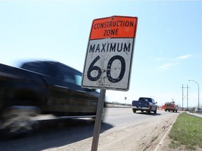 A file photo of a construction zone sign in Saskatoon.