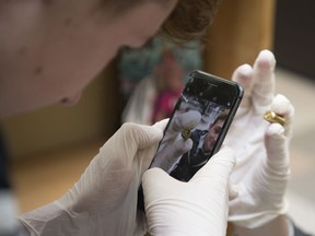 High school teacher Lorne Nethercut's Law 30 class at Campbell Collegiate performs a mock crime scene investigation in Regina.  Levi Hurlbert takes a photo of a shell casing found on site.