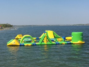 The Regina Beach Aquatic Adventures inflatable water park is not located in a provincial park, but provides a hint of what the proposed attractions could look like.