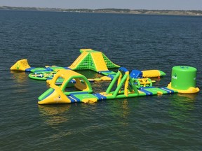 The Regina Beach Aquatic Adventures inflatable water park opened on June 2 and will be open until September, dependent on weather and interest. (Photo courtesy of Stephanie Baer)