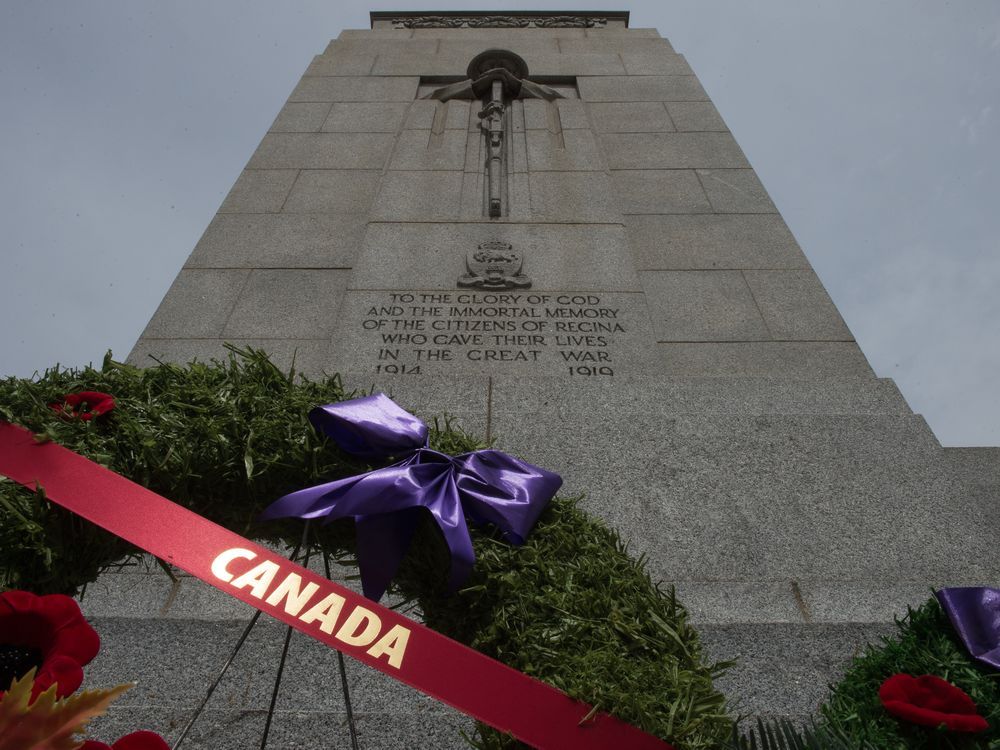 A wreath lays at the cenotaph in Victoria Park to commemorate the 75th anniversary of D-Day.