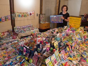 Kerri Thurman of Balgonie stands with some of the erasers that are part of her collection.