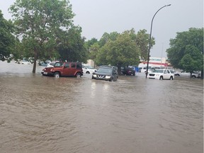 Swift Current experienced flooding after heavy rainfall on Tuesday evening. Kerri Sandford/Twitter