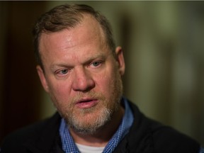 Warren McCall, Saskatchewan New Democratic Party MLA for Regina Elphinstone-Centre, speaks to reporters at the Saskatchewan Legislative Building regarding leaving politics.