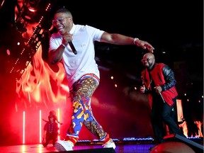 Nelly and Jermaine Dupri pictured performing on July 7, 2019 in New Orleans. Nelly is scheduled to perform at the Queen City Ex on Aug. 2, 2019, in Regina.