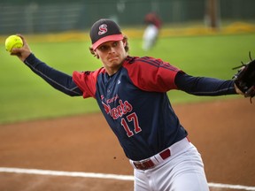 Pitcher Jordan Hudson, shown here throwing for the Saskatoon Selects against the New Zealand International Softball Academy at Bob Van Impe Stadium back in 2016, is one of the key players for the Saskatoon Jr. Diamondbacks.