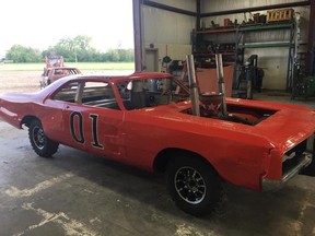 A photo of the General Lee replica being auctioned by a community club in Parkside, Sask. The vehicle's roof has a Confederate flag painted on it. The proceeds from the auction go to the Canadian Mental Health Association's Saskatchewan chapter. Photo uploaded on July 23, 2019. Photo from Premier Scott Moe tweet.